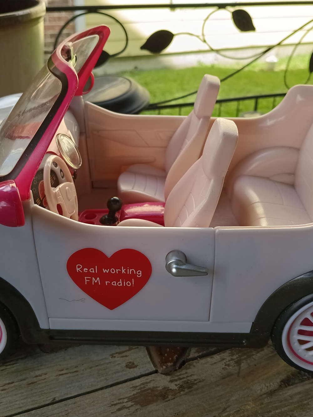 Vintage Kids Convertible Radio Car - Pink and White